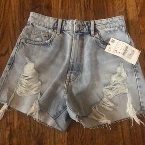 Zara high rise ripped denim short NWT size 2